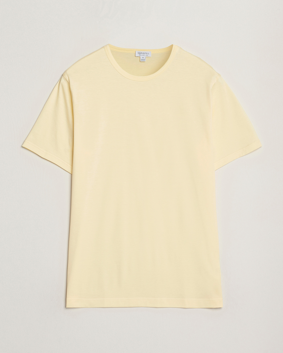 Uomini | T-shirt | Sunspel | Crew Neck Q82 Cotton T-Shirt Buttermilk