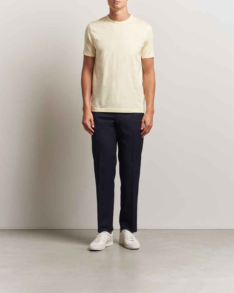 Uomini | T-shirt | Sunspel | Crew Neck Q82 Cotton T-Shirt Buttermilk