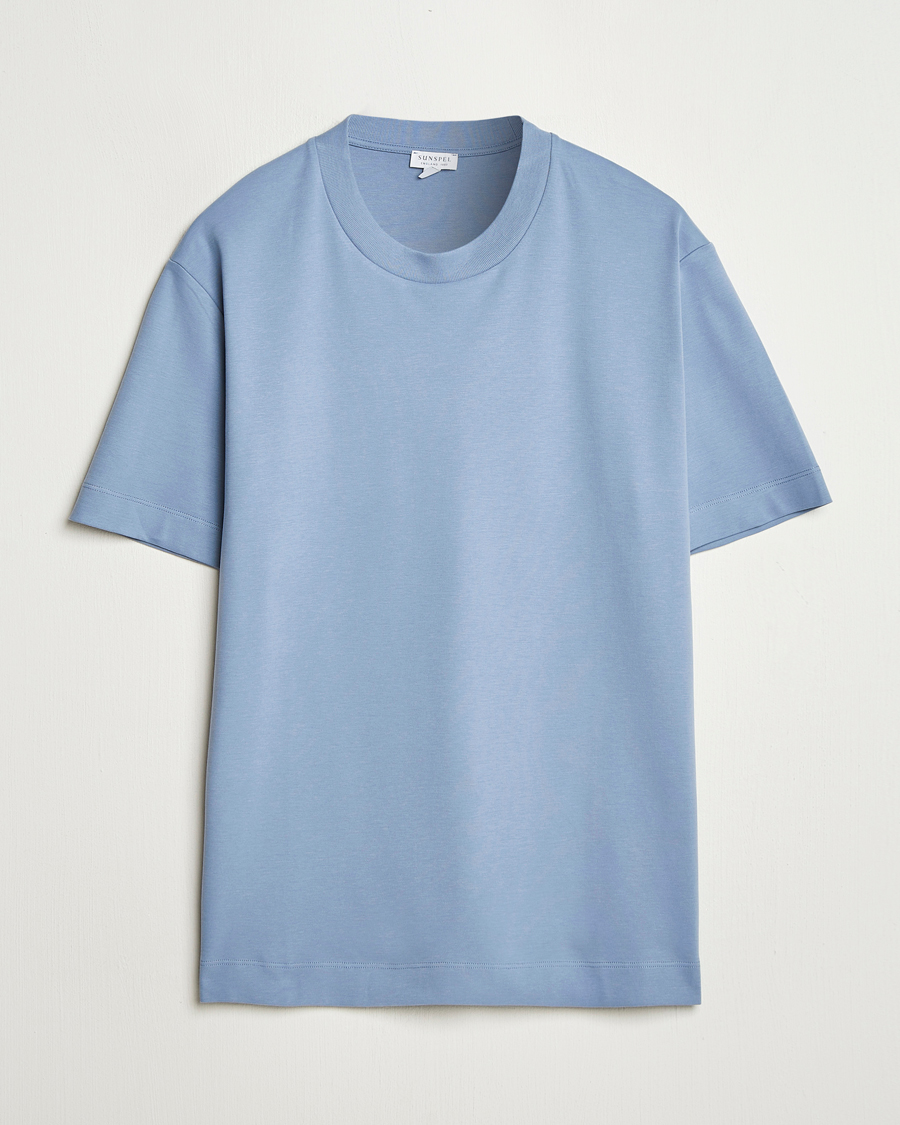 Uomini | T-shirt | Sunspel | Heavy Weight Supima Cotton T-Shirt Vintage Blue