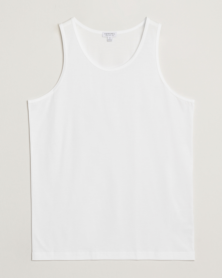 Uomini | T-shirt | Sunspel | Superfine Cotton Underwear Vest White