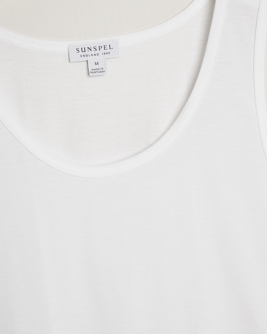 Uomini | T-shirt | Sunspel | Superfine Cotton Underwear Vest White