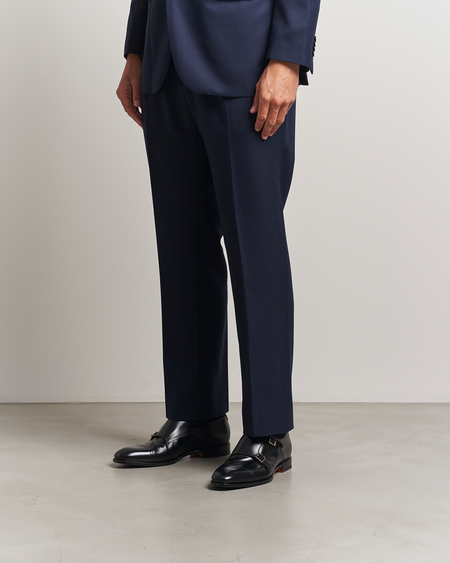 Uomini | Scarpe con cinturino alla caviglia | Santoni | Adrian Double Monk Black Calf