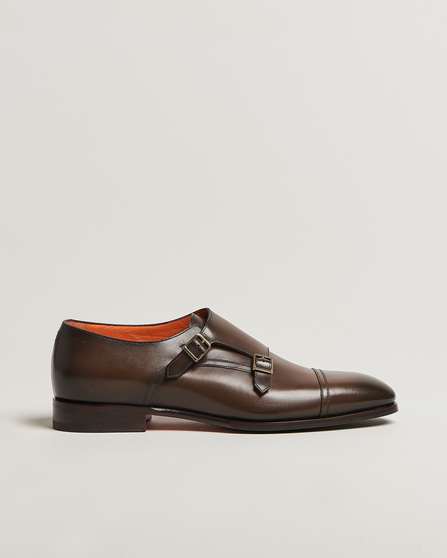 Uomini | Scarpe con cinturino alla caviglia | Santoni | Adrian Double Monk Dark Brown Calf