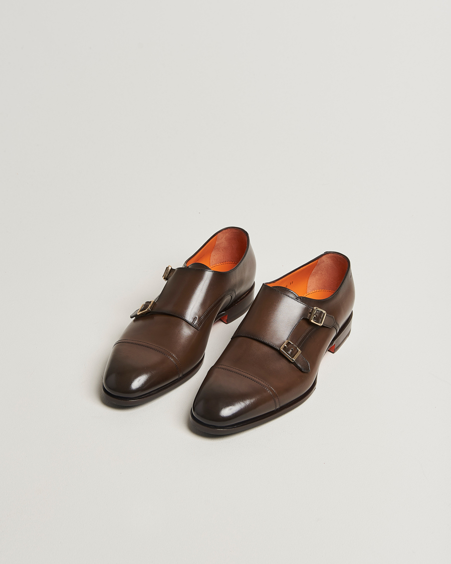 Uomini | Scarpe con cinturino alla caviglia | Santoni | Adrian Double Monk Dark Brown Calf