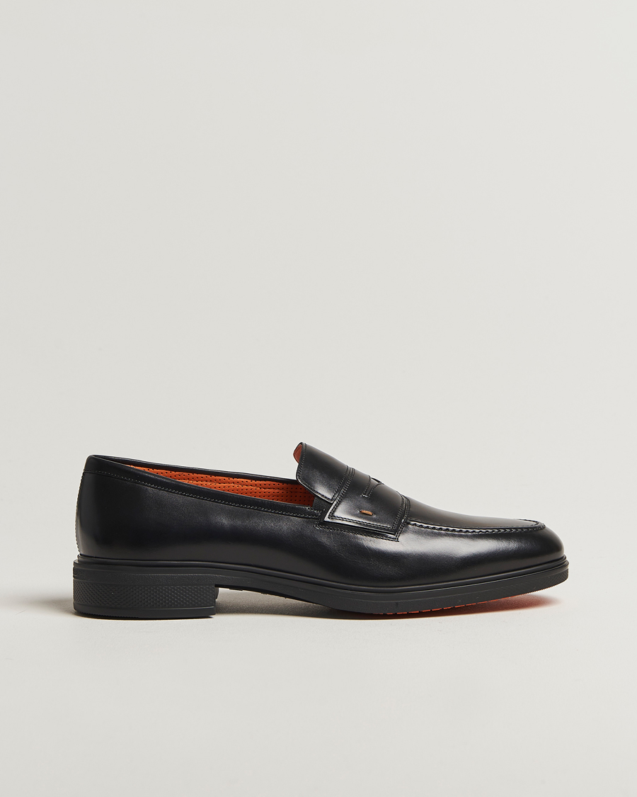 Uomini | Mocassini | Santoni | Easy Penny Loafer Black Calf
