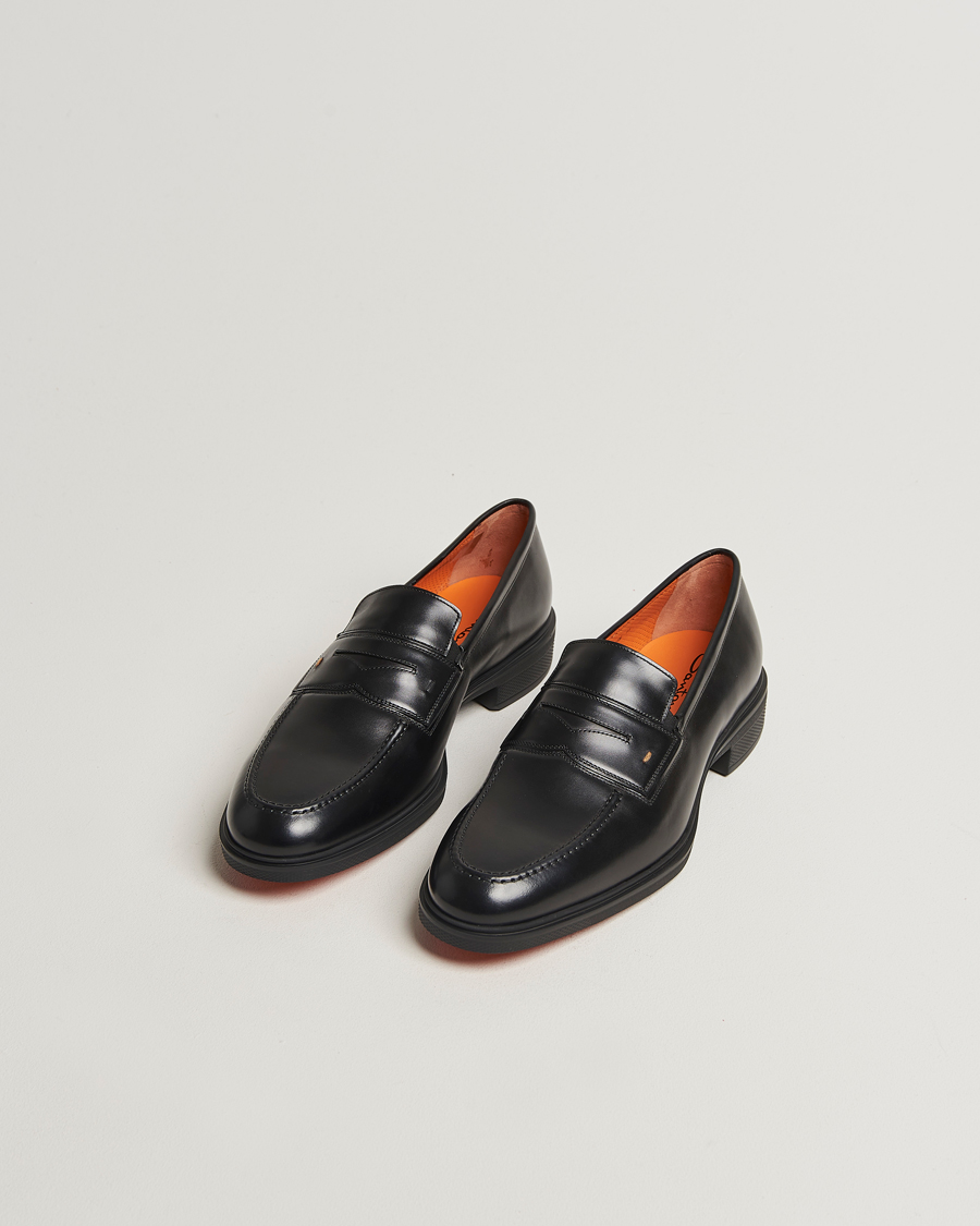 Uomini | Mocassini | Santoni | Easy Penny Loafer Black Calf