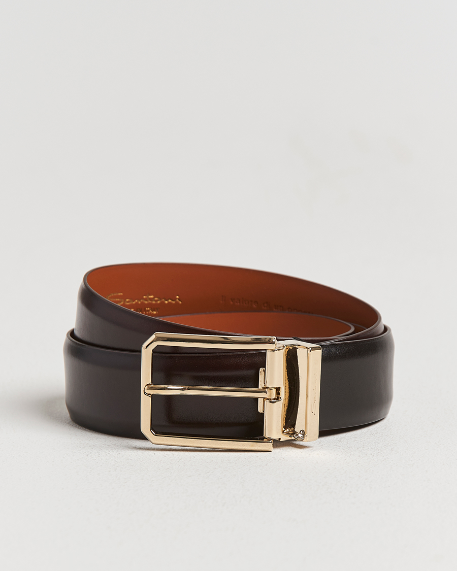 Uomini | Cinture | Santoni | Classic Leather Belt Dark Brown Calf
