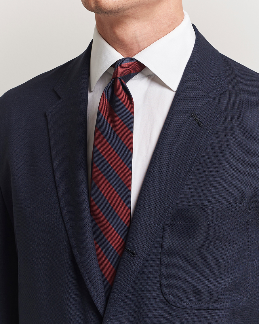 Uomini | Cravatte | Kamakura Shirts | Kamakura ShirtsVintage Ivy Regimental Stripe Silk TieNavy/Burgundy