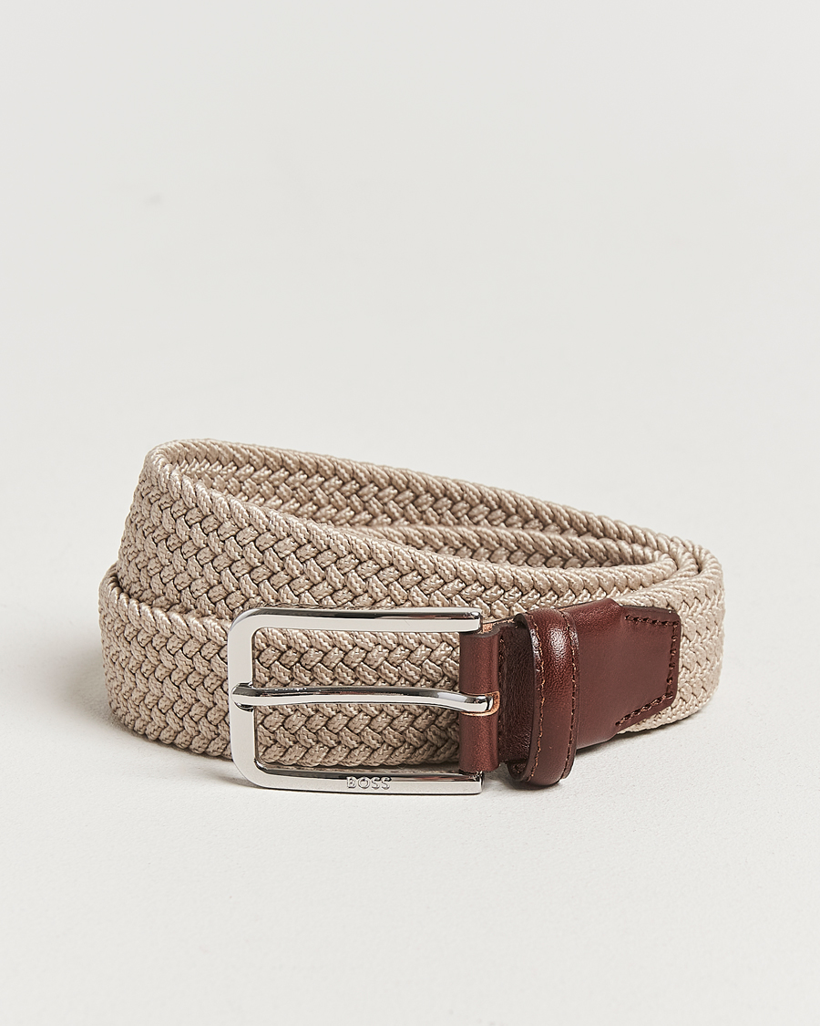 Uomini | Cinture | BOSS BLACK | Clorio Elastic Woven Belt Light Beige