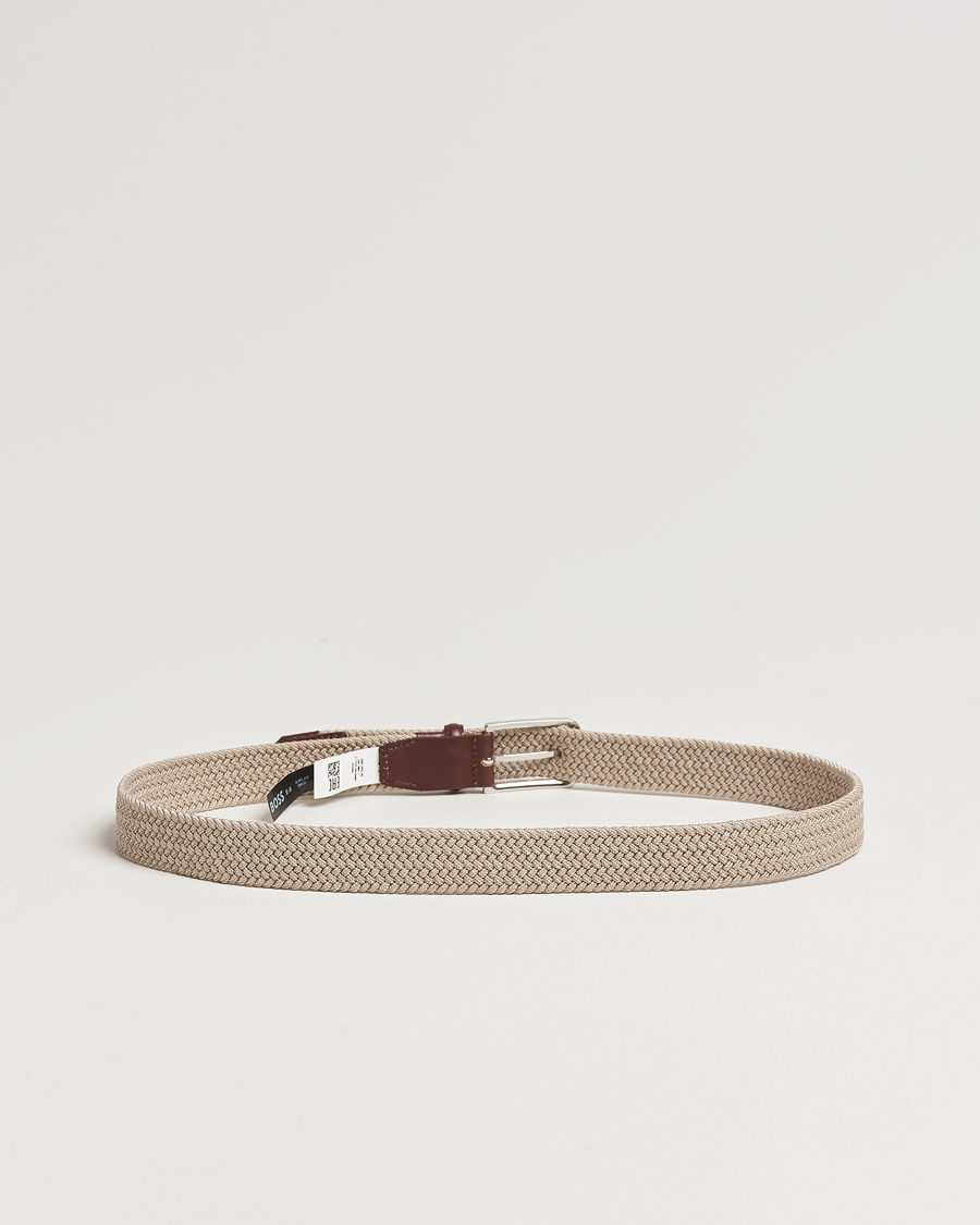 Uomini | Cinture | BOSS BLACK | Clorio Elastic Woven Belt Light Beige