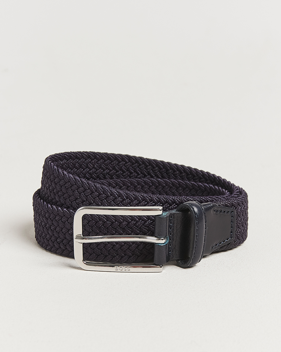 Uomini | Cinture | BOSS BLACK | Clorio Elastic Woven Belt Navy