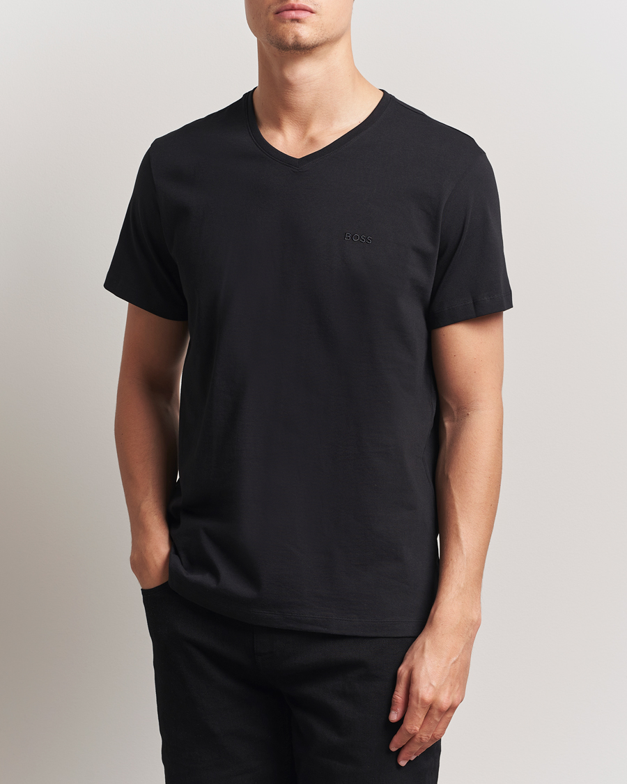 Uomini | T-shirt | BOSS BLACK | 2-Pack Relaxed Fit V-Neck T-Shirt Black
