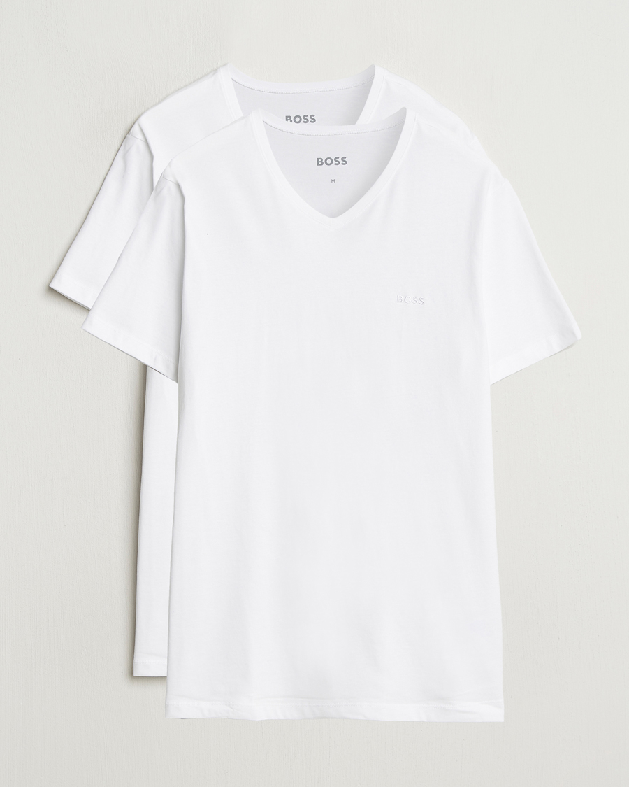 Uomini | T-shirt | BOSS BLACK | 2-Pack Relaxed Fit V-Neck T-Shirt White