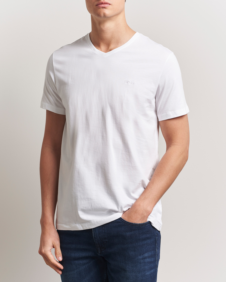Uomini | T-shirt | BOSS BLACK | 2-Pack Relaxed Fit V-Neck T-Shirt White