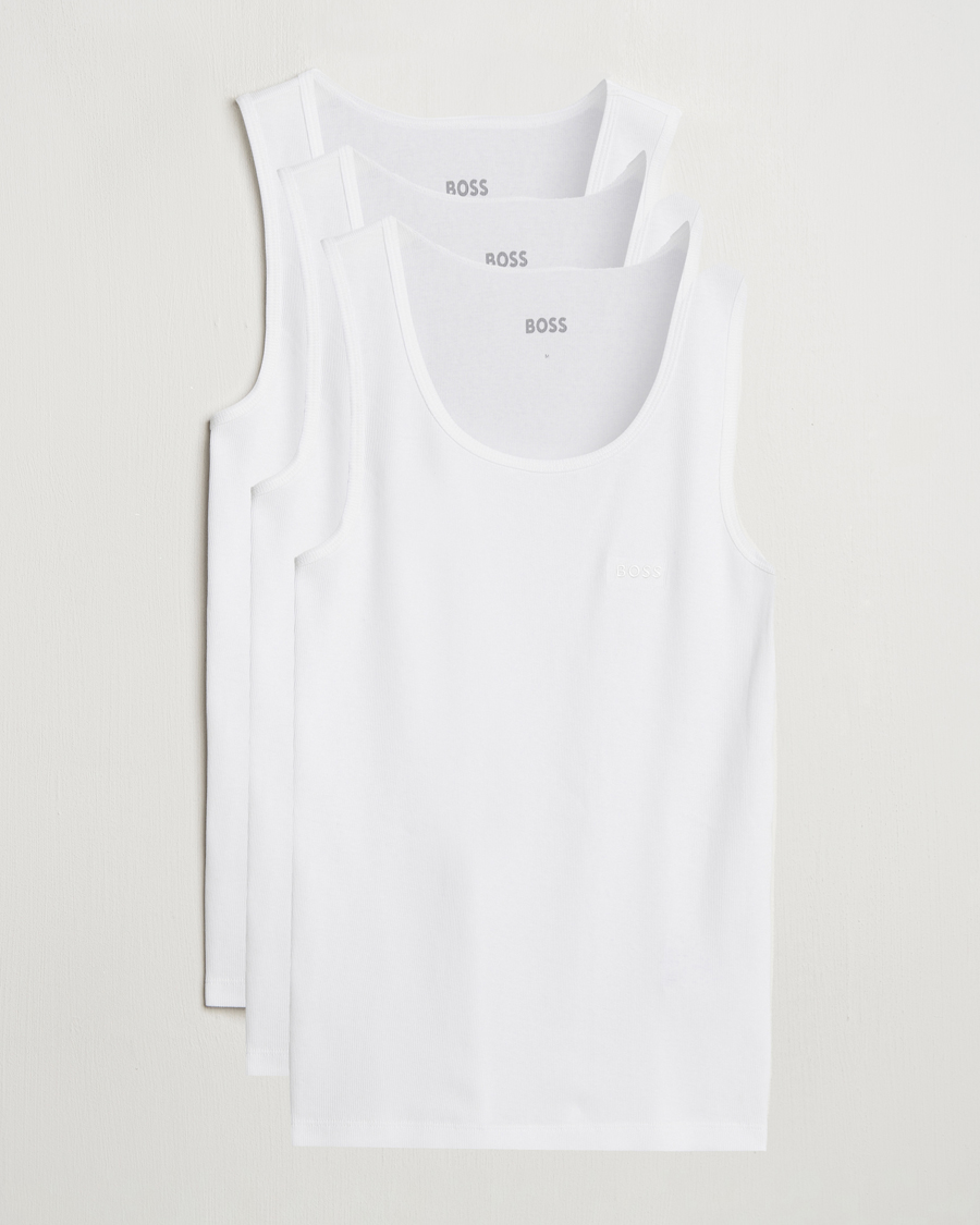 Uomini | T-shirt | BOSS BLACK | 3-Pack Ribbed Tank Top White