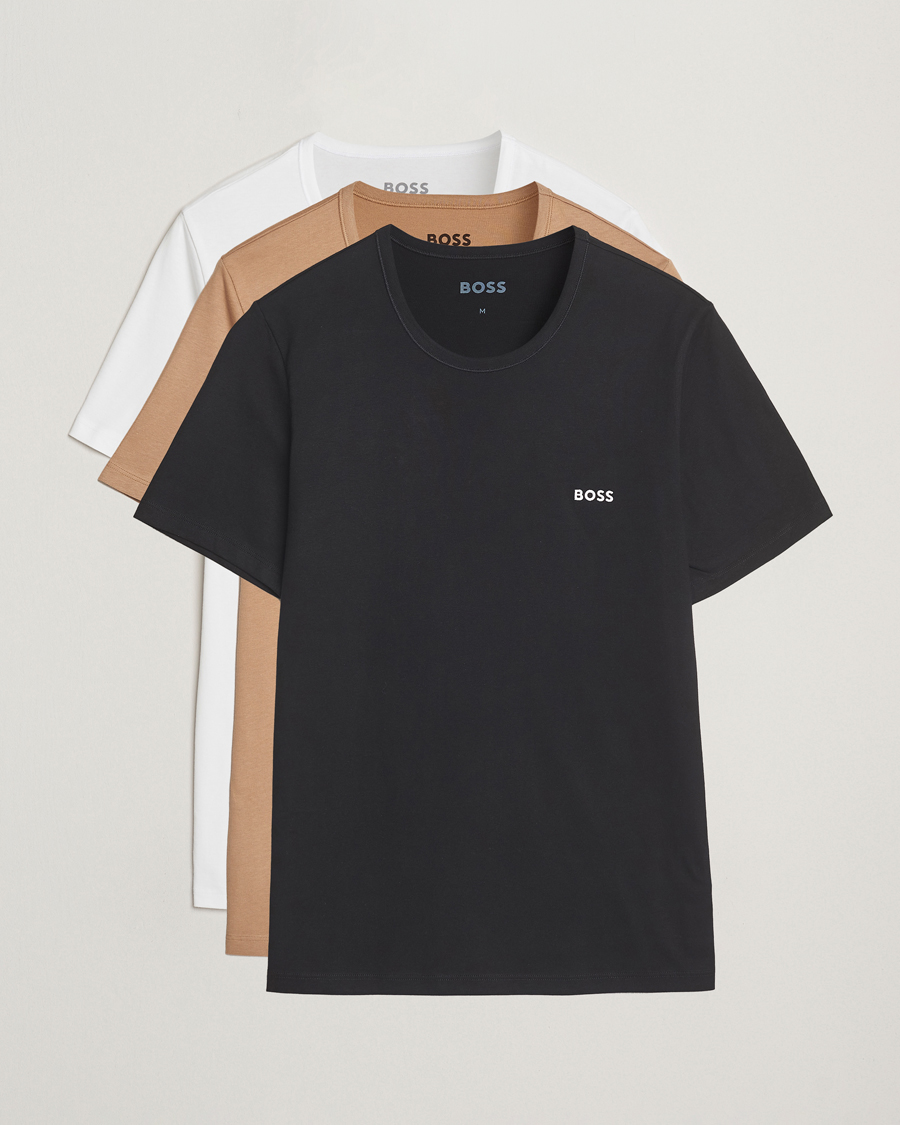 Uomini | T-shirt | BOSS BLACK | 3-Pack Crew Neck T-Shirt Beige/White/Black