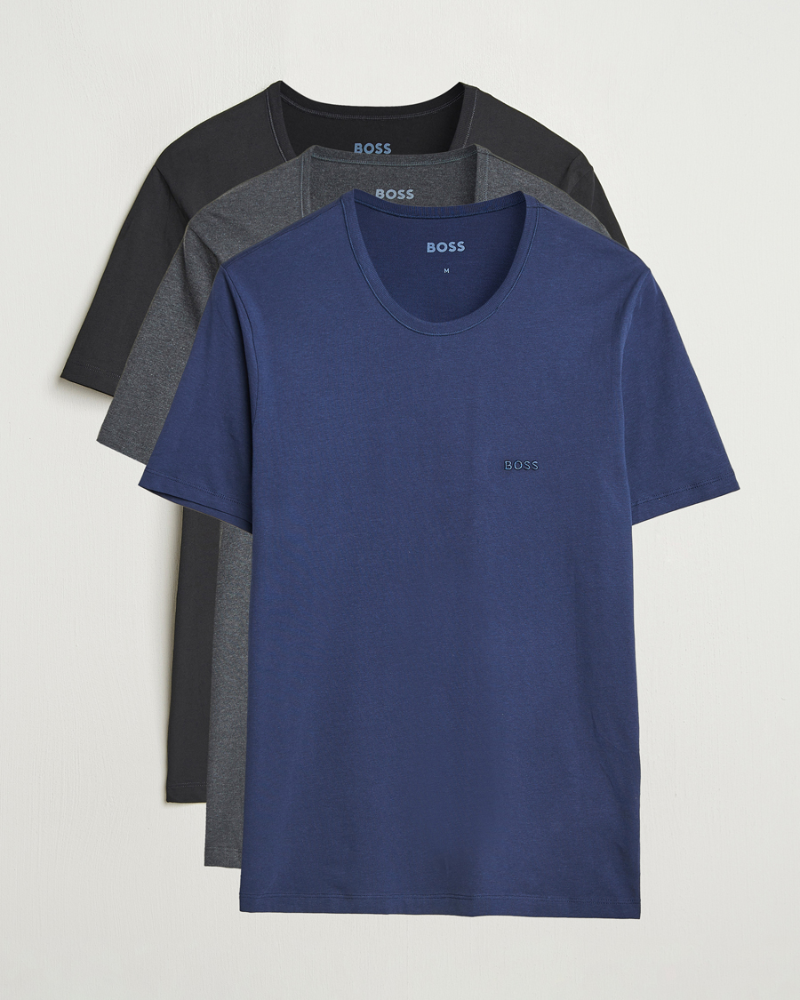 Uomini | T-shirt | BOSS BLACK | 3-Pack Crew Neck T-Shirt Black/Blue/Grey