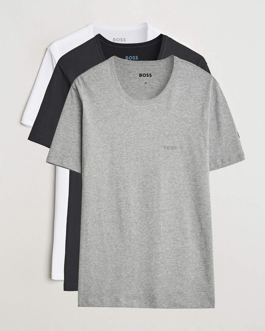 Uomini | T-shirt | BOSS BLACK | 3-Pack Crew Neck T-Shirt White/Grey/Black