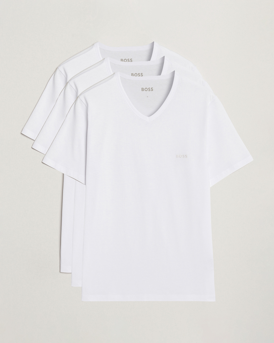 Uomini | T-shirt | BOSS BLACK | 3-Pack V-Neck T-Shirt White