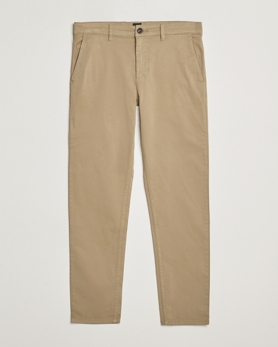 Uomini | Pantaloni | BOSS ORANGE | Tapered Fit Cotton Chinos Beige