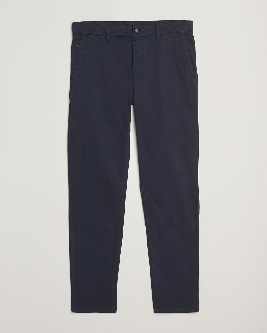 Uomini | Pantaloni | BOSS ORANGE | Tapered Fit Cotton Chinos Dark Blue