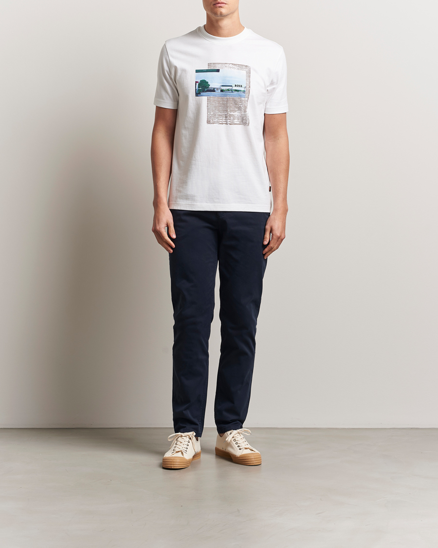 Uomini | Pantaloni | BOSS ORANGE | Tapered Fit Cotton Chinos Dark Blue