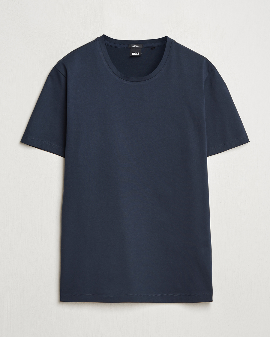 Uomini | T-shirt | BOSS BLACK | Tessler Mercerized Crew Neck T-Shirt Dark Blue