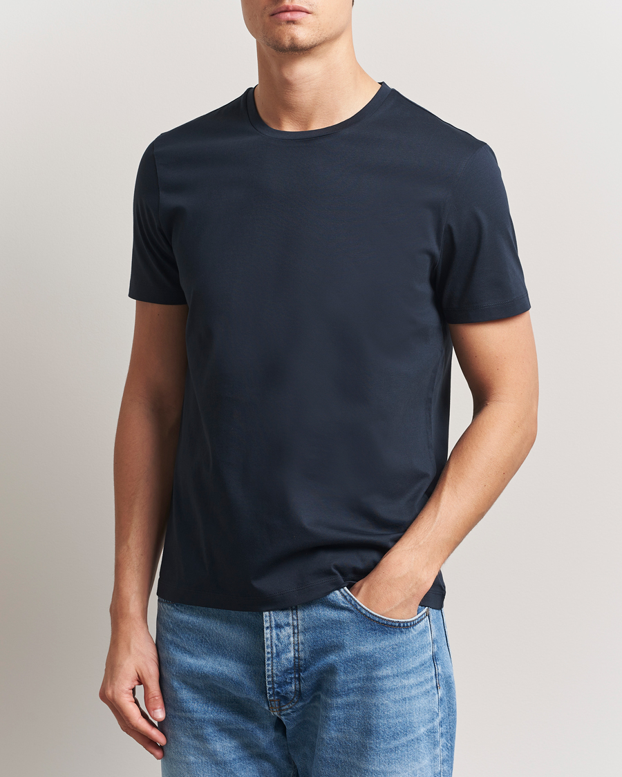 Uomini | T-shirt | BOSS BLACK | Tessler Mercerized Crew Neck T-Shirt Dark Blue