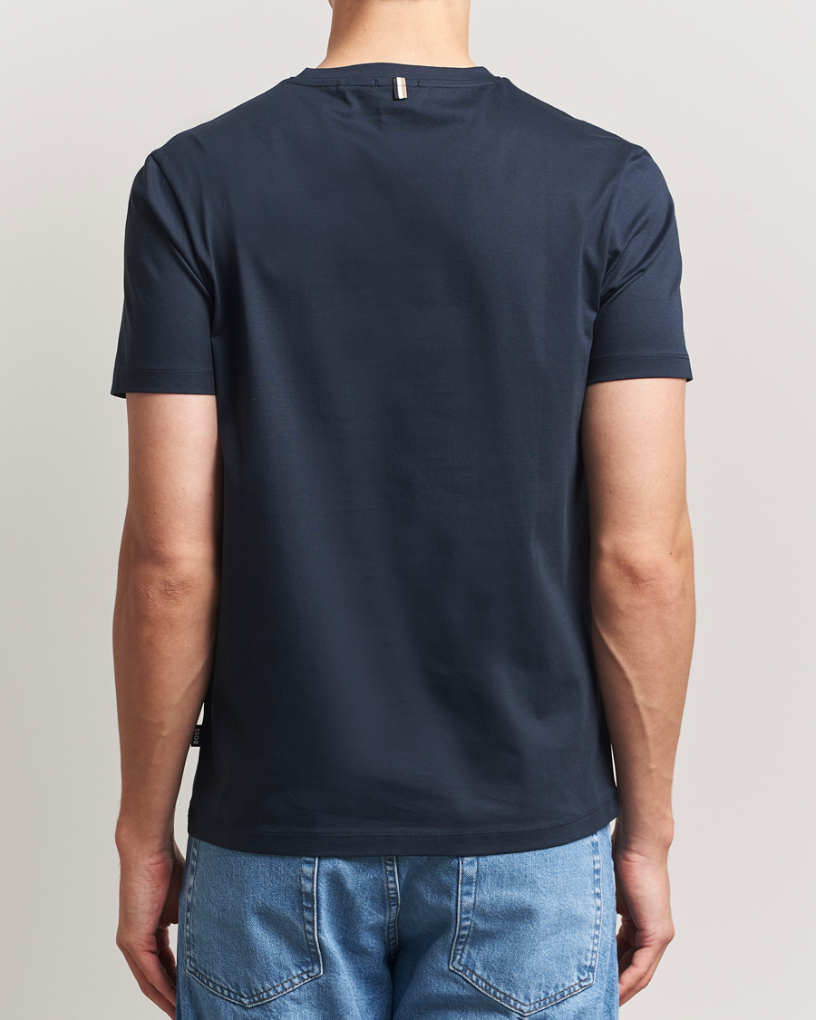 Uomini | T-shirt | BOSS BLACK | Tessler Mercerized Crew Neck T-Shirt Dark Blue