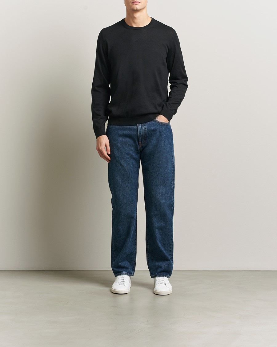 Uomini | Maglieria | BOSS BLACK | Leno Wool Crew Neck Pullover Black