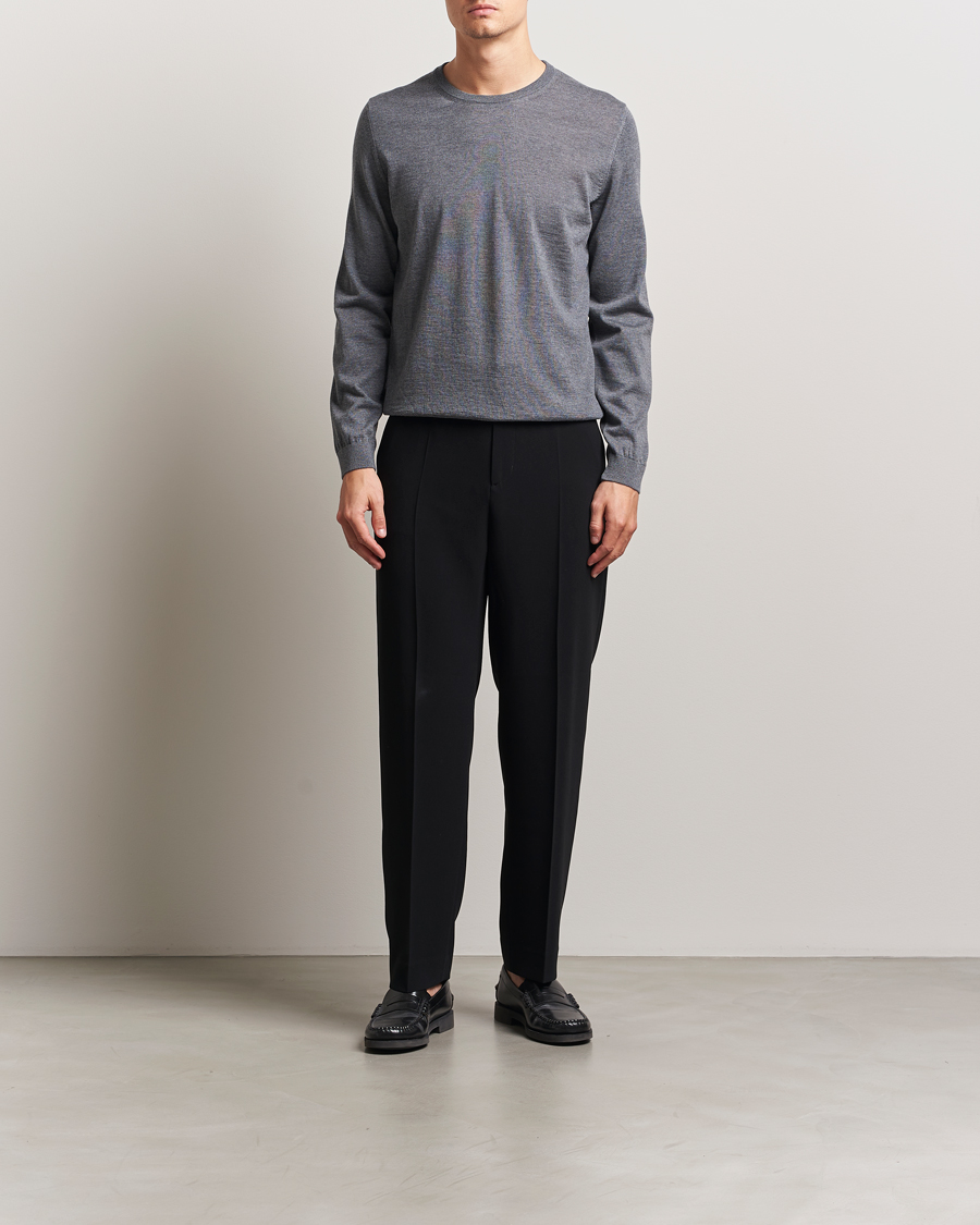 Uomini | Maglieria | BOSS BLACK | Leno Wool Crew Neck Pullover Medium Grey