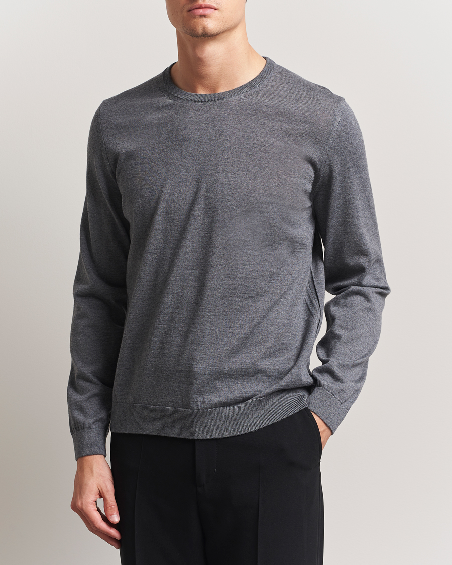 Uomini | Maglieria | BOSS BLACK | Leno Wool Crew Neck Pullover Medium Grey