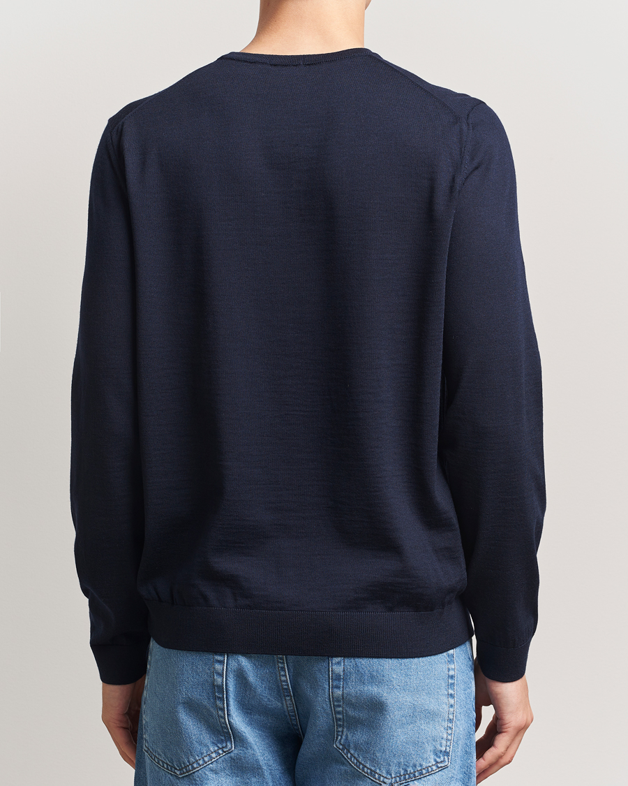 Uomini | Maglieria | BOSS BLACK | Leno Wool Crew Neck Pullover Dark Blue