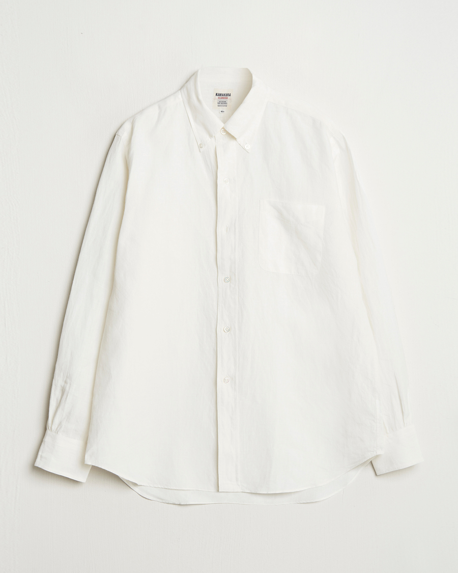 Uomini | Camicie | Kamakura Shirts | Linen Ametora Shirt White
