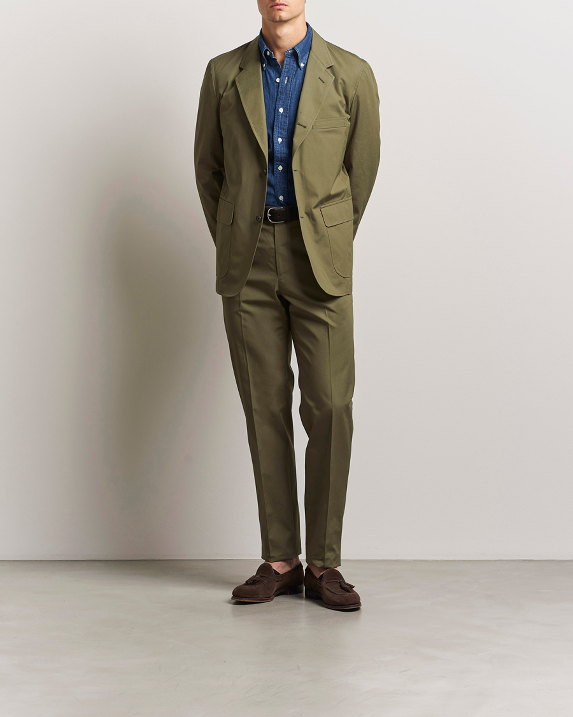Uomini | Blazers | Kamakura Shirts | Cotton Ivy Jacket Olive
