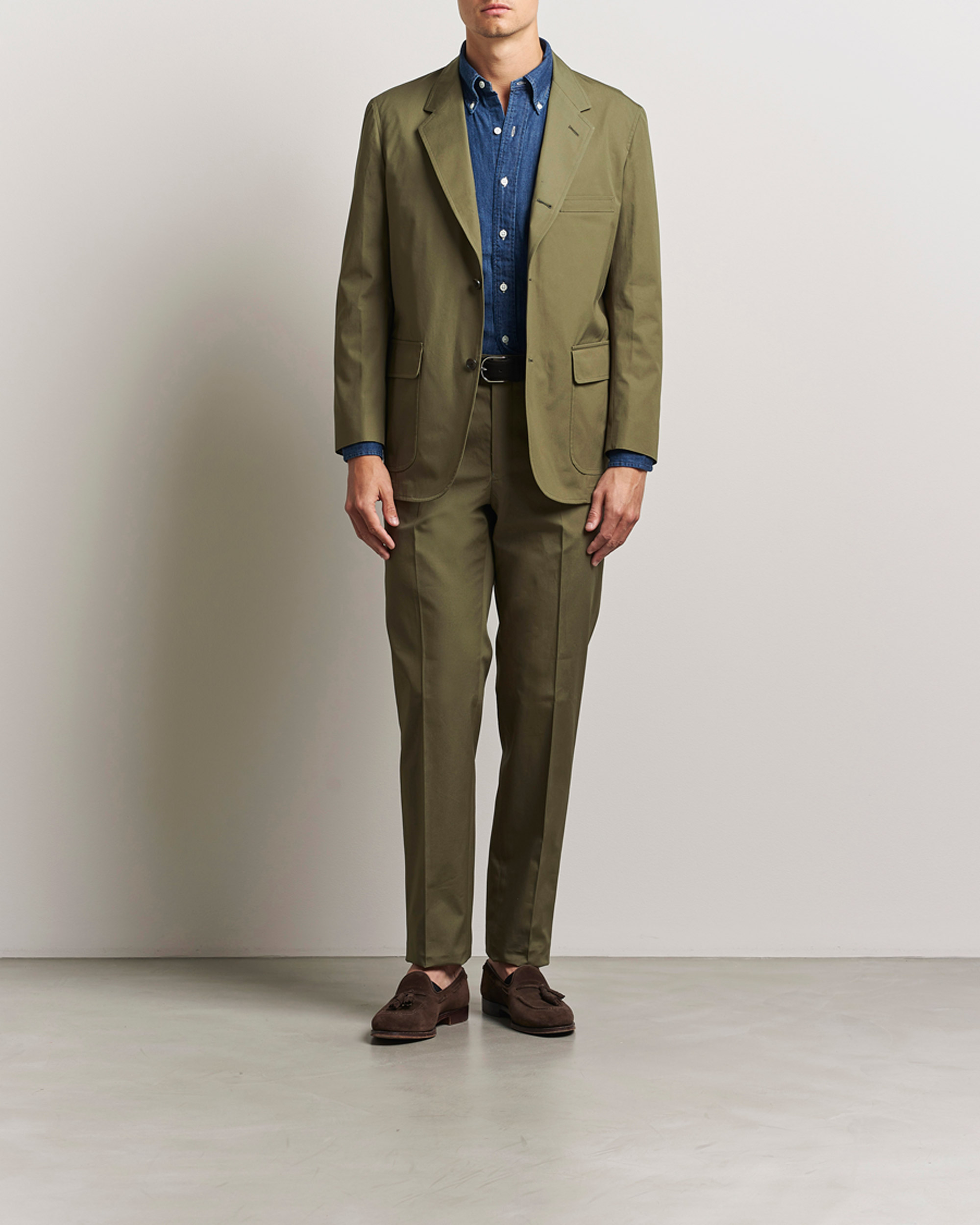 Uomini | Pantaloni | Kamakura Shirts | Cotton Ivy Trousers Olive