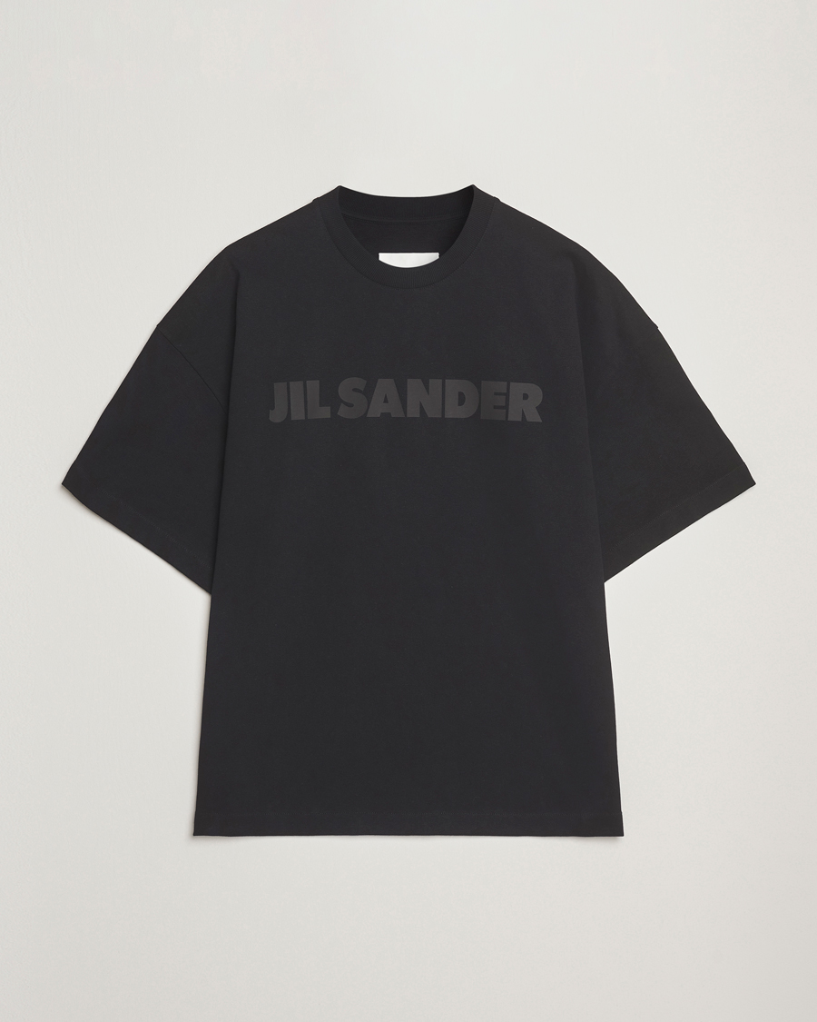 Uomini | T-shirt | Jil Sander | Round Collar Tonal Logo T-Shirt Black