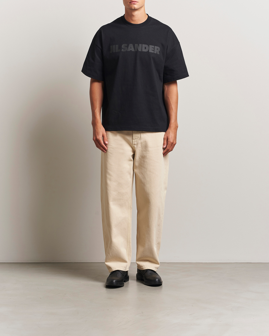 Uomini | T-shirt | Jil Sander | Round Collar Tonal Logo T-Shirt Black