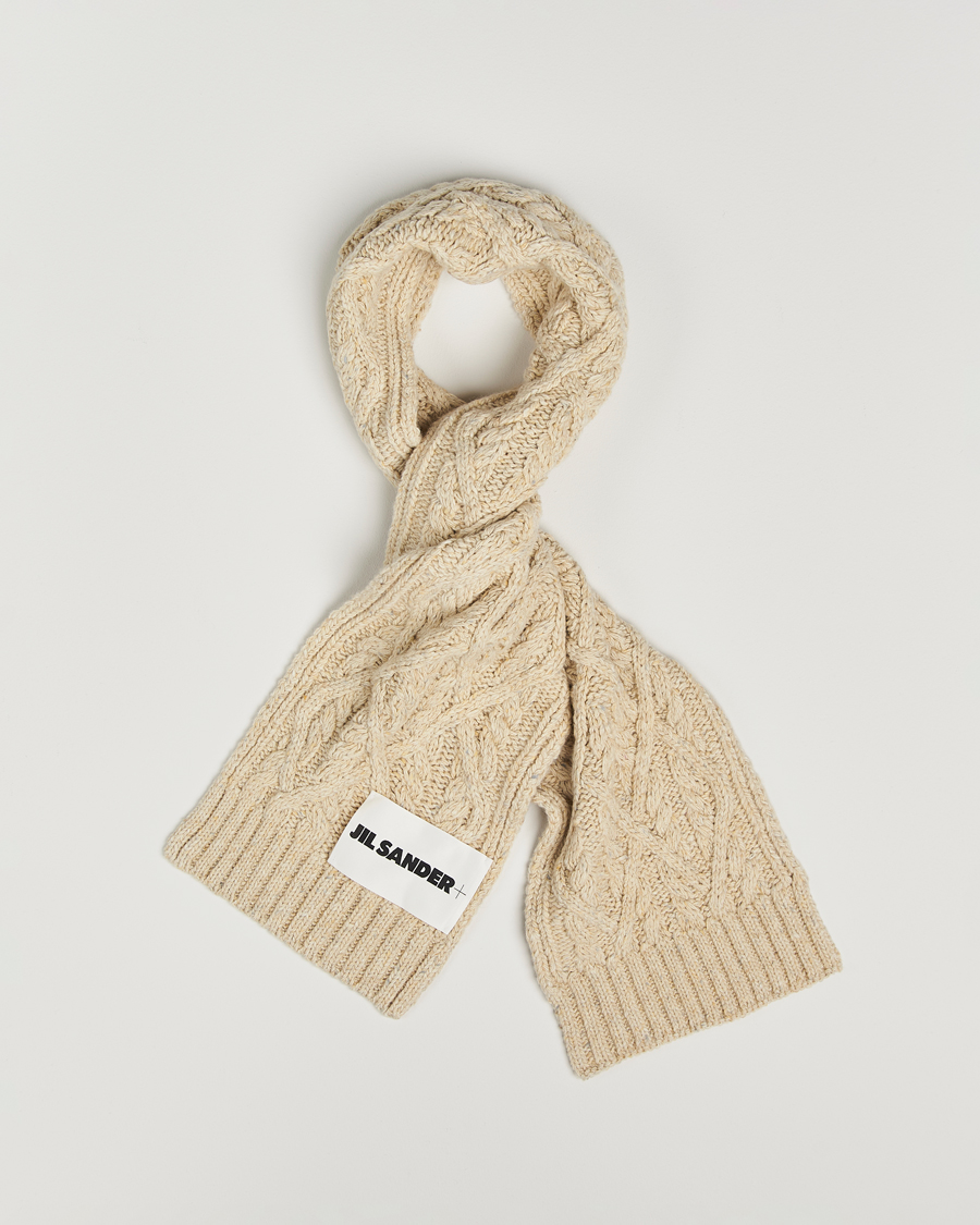 Uomini | Jil Sander Wool Donegal Cable Scarf Natural | Jil Sander | Wool Donegal Cable Scarf Natural