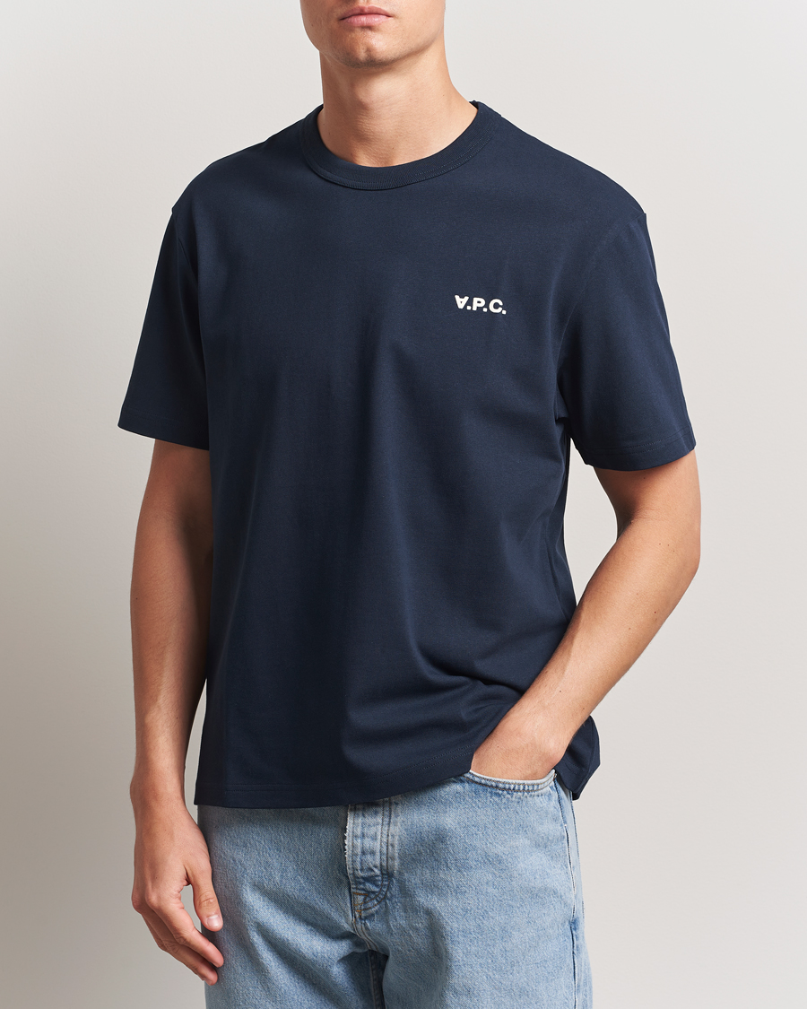 Uomini | T-shirt | A.P.C. | Boxy Fit Petit VPC T-Shirt Dark Navy/Ecru
