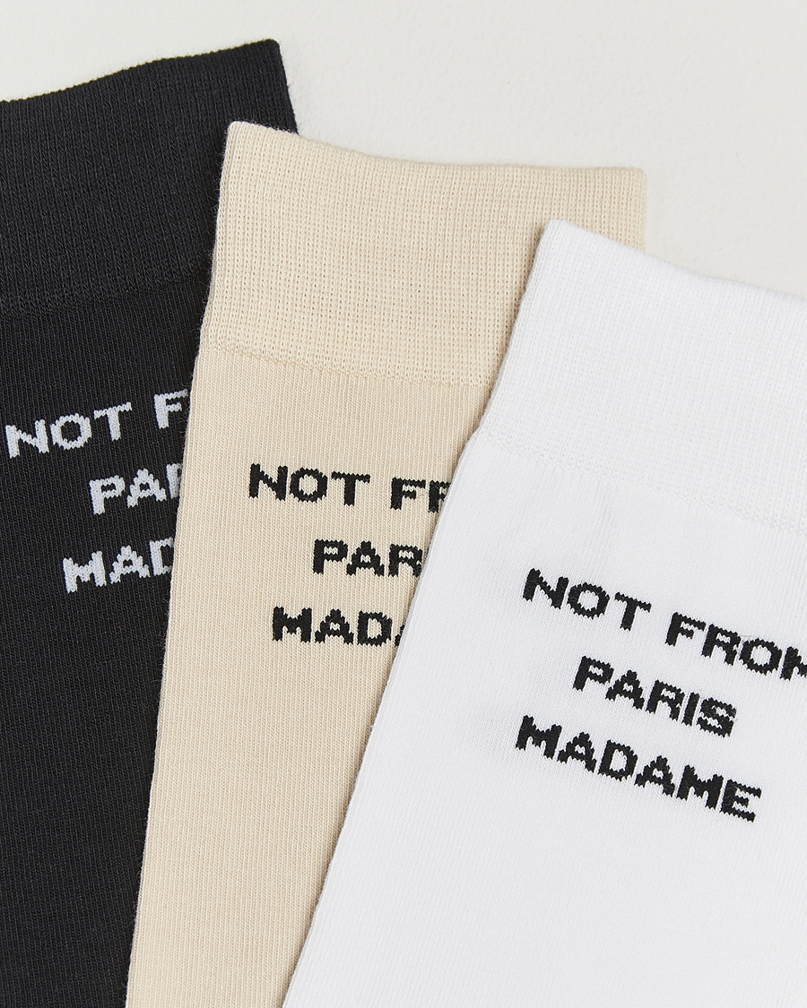 Uomini | Biancheria intima | Drôle de Monsieur | 3-Pack Slogan Socks Black/White/Mastic