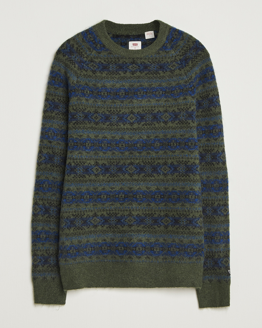 Uomini | Maglieria | Levi's | Presidio Raglan Knitted Fairisle Sweater Dark Green