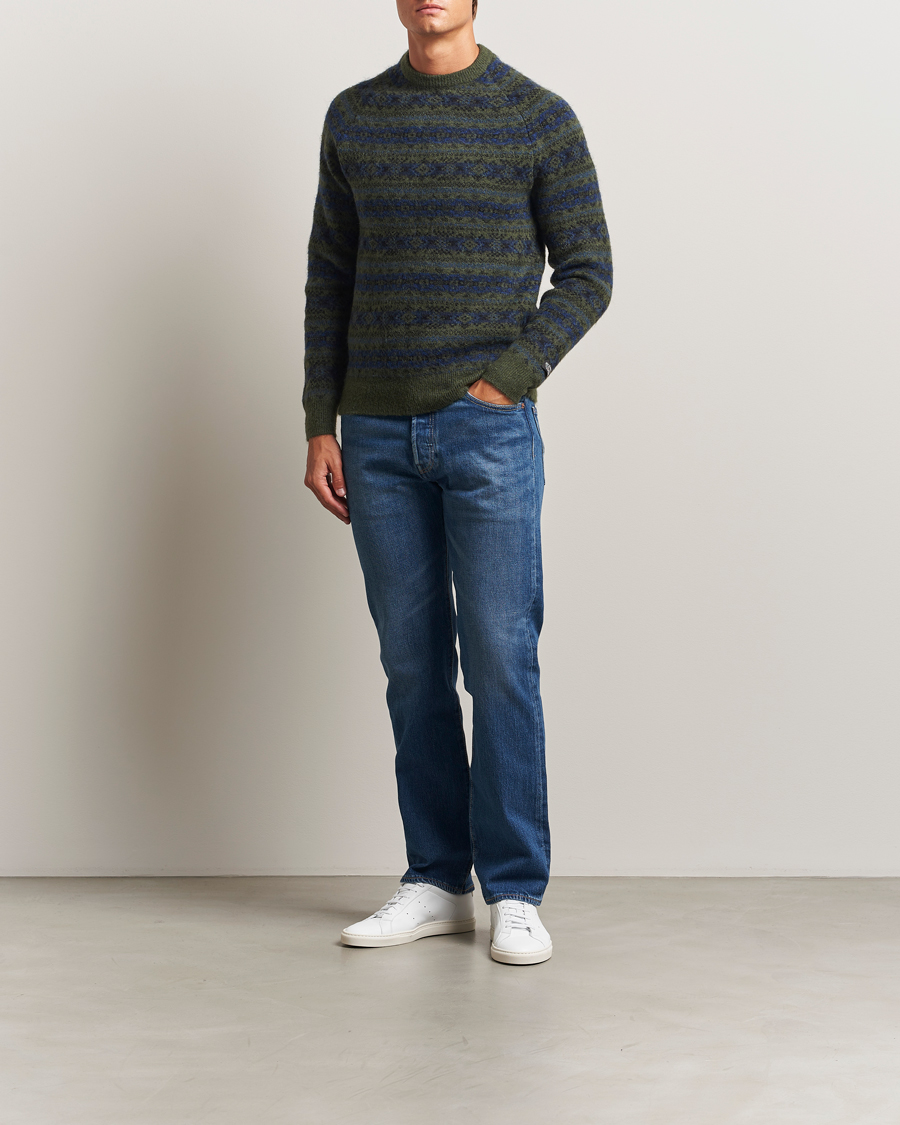 Uomini | Maglieria | Levi's | Presidio Raglan Knitted Fairisle Sweater Dark Green