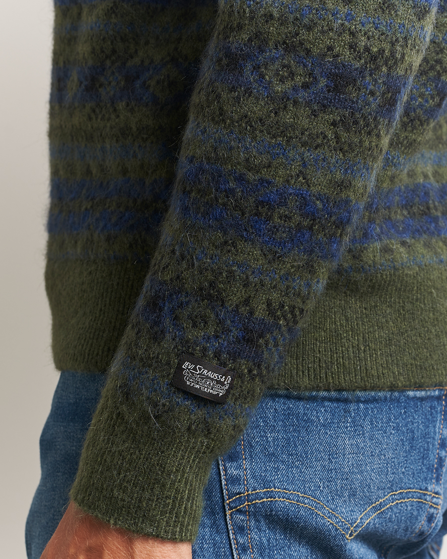 Uomini | Maglieria | Levi's | Presidio Raglan Knitted Fairisle Sweater Dark Green