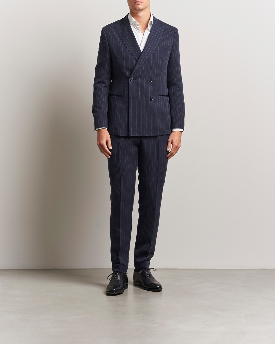Uomini | Abiti | BOSS BLACK | Huge Double Breasted Pinstriped Suit Dark Blue