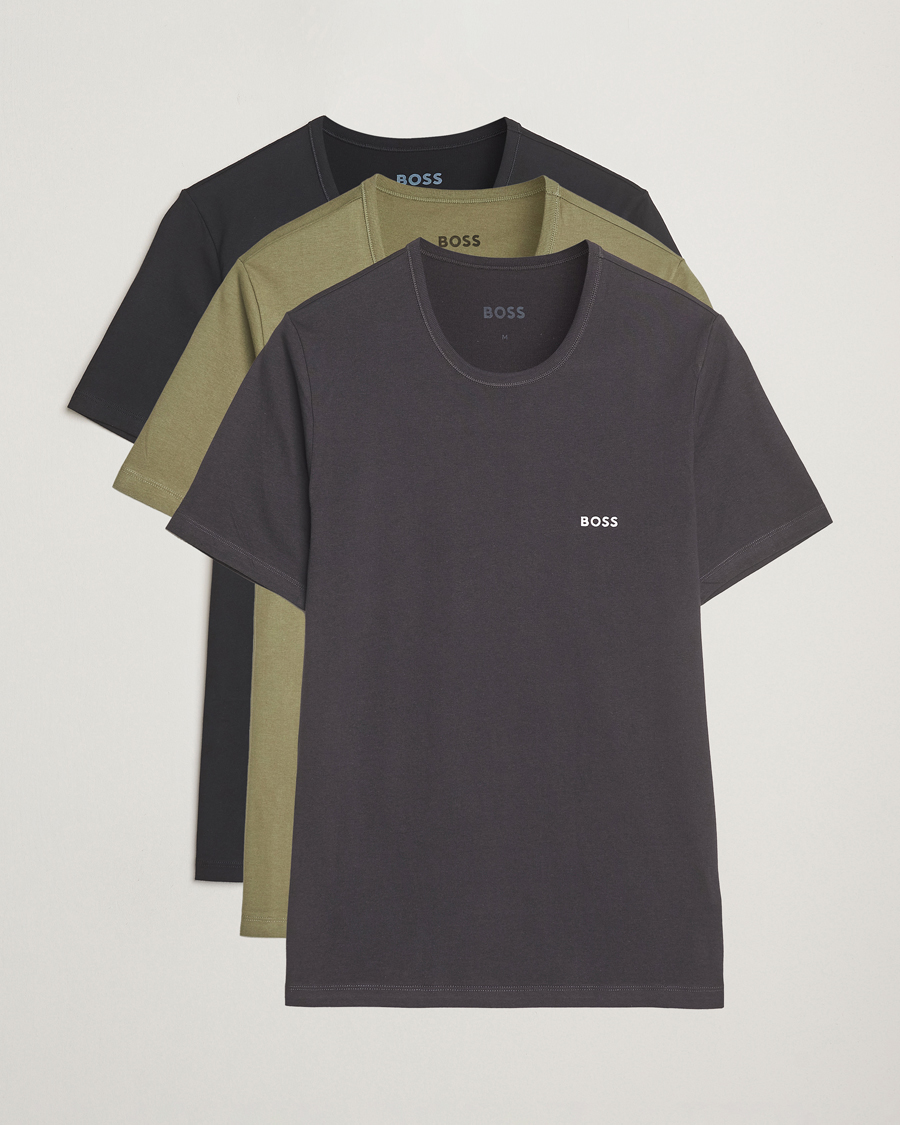 Uomini | T-shirt | BOSS BLACK | 3-Pack Crew Neck T-Shirt Grey/Green/Black