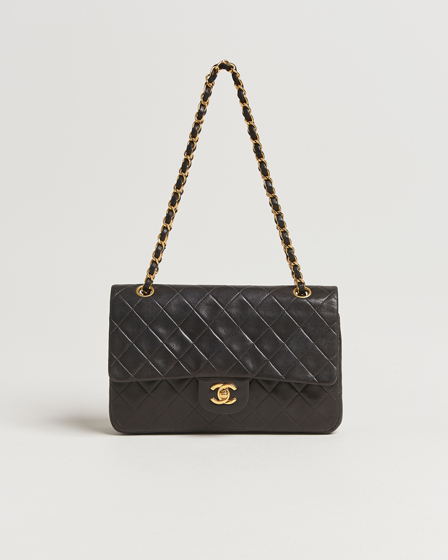 Uomini | Chanel Pre-Owned Classic Double Flap Medium Lambskin Black | Chanel Pre-Owned | Classic Double Flap Medium Lambskin Black