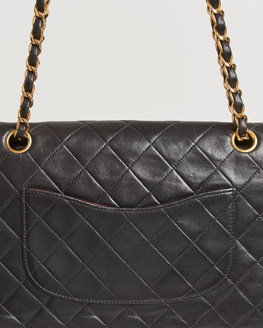 Uomini | Chanel Pre-Owned Classic Double Flap Medium Lambskin Black | Chanel Pre-Owned | Classic Double Flap Medium Lambskin Black