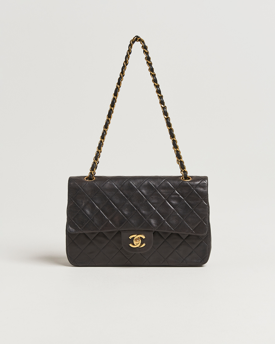 Uomini | Chanel Pre-Owned Classic Double Flap Medium Lambskin Black | Chanel Pre-Owned | Classic Double Flap Medium Lambskin Black