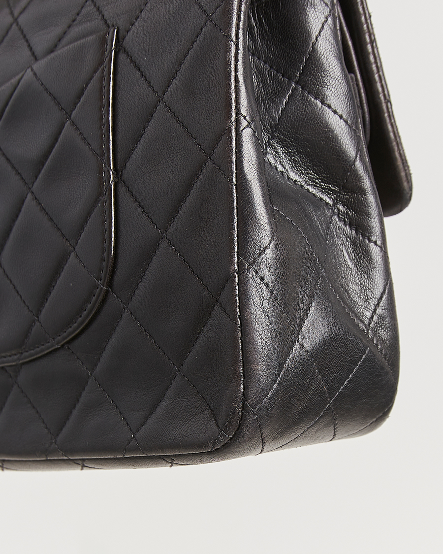 Uomini | Chanel Pre-Owned Classic Double Flap Medium Lambskin Black | Chanel Pre-Owned | Classic Double Flap Medium Lambskin Black